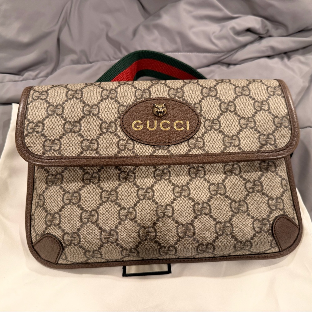 Gucci Beige and Brown Monogram Belt Bag